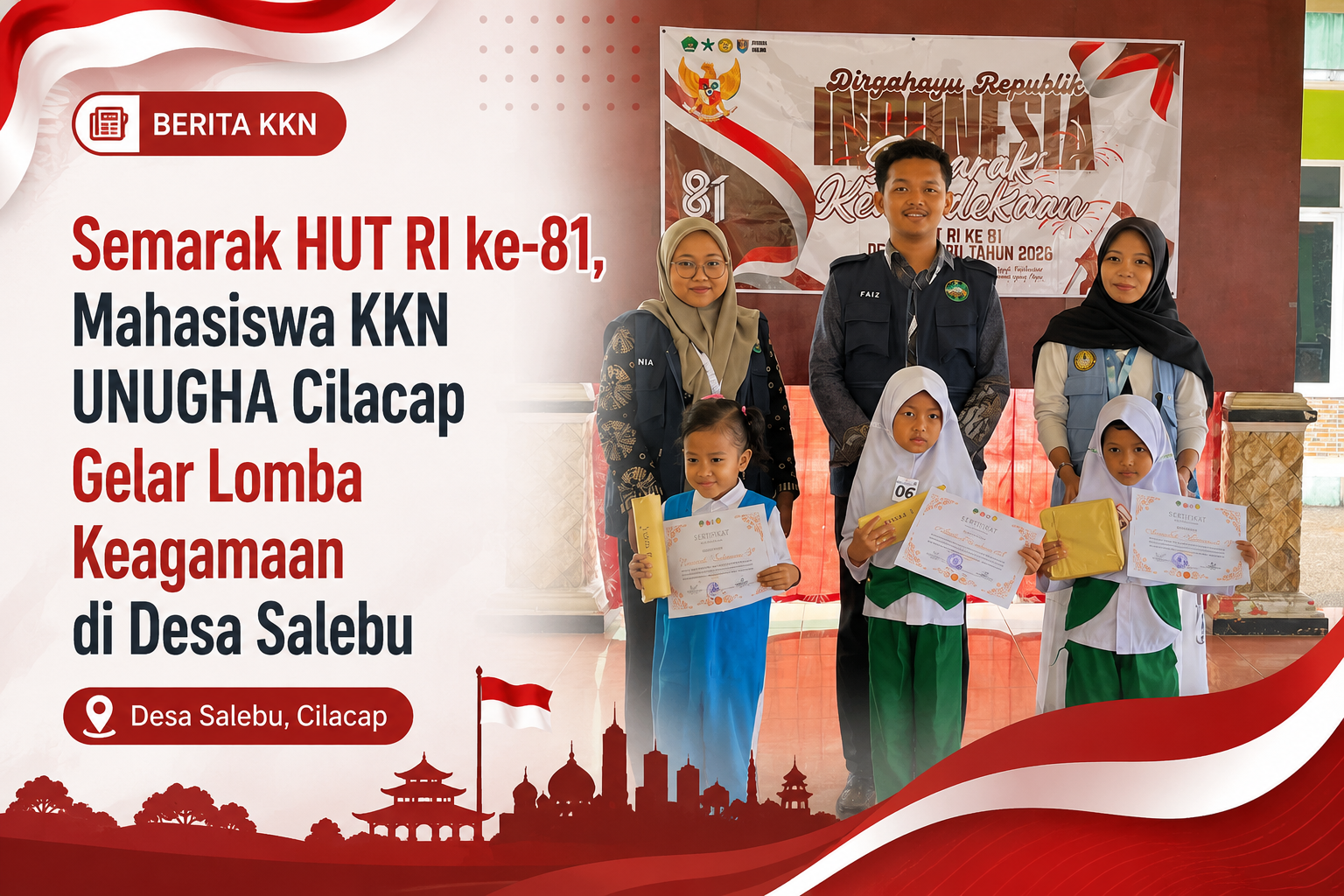 Semarak HUT RI ke-81, Mahasiswa KKN UNUGHA Cilacap Gelar Lomba Keagamaan di Desa Salebu